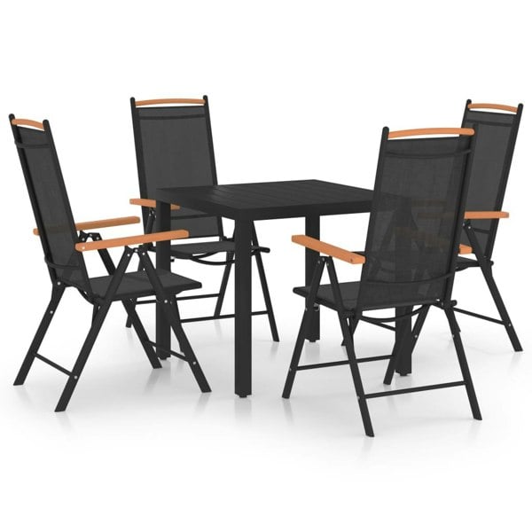 Berkfield 5 Piece Garden Dining Set Aluminium Black