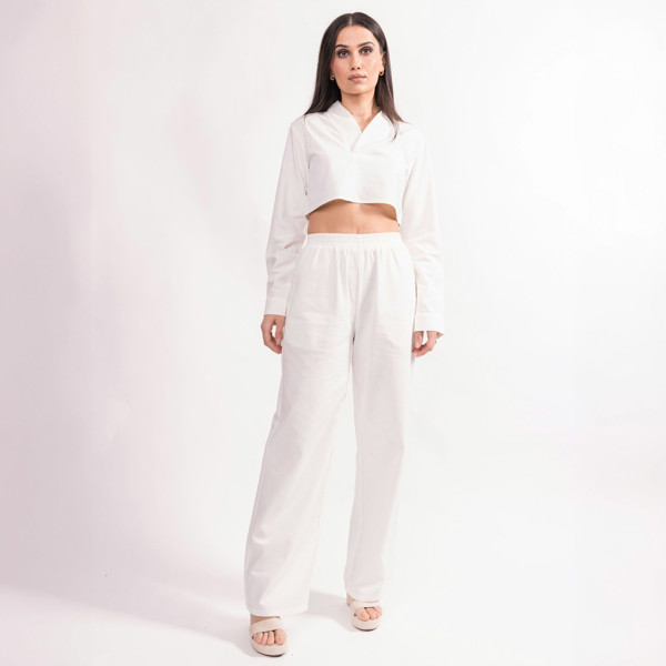 Balou High Waist Linen Trousers - White