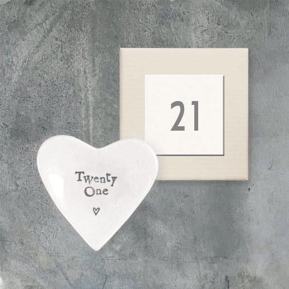 21st Birthday Porcelain Heart Trinket Dish – Twenty One