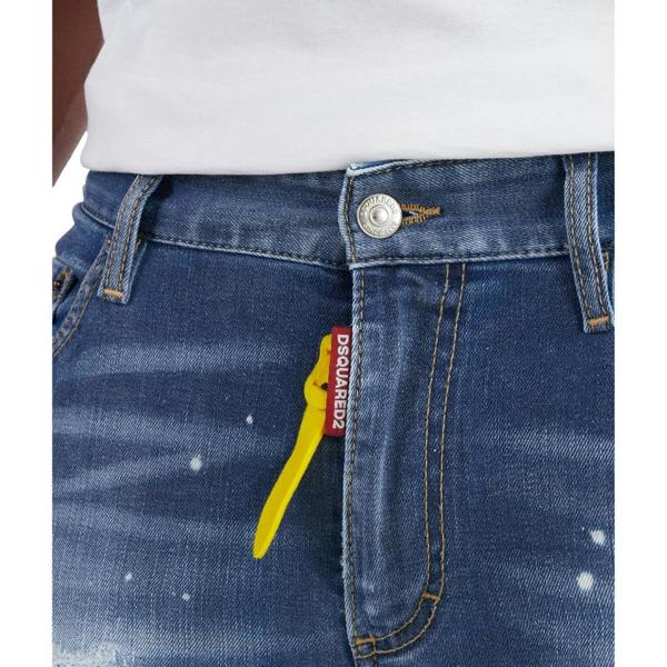 DSQUARED2 Super Twinky Jean Destroyed Reinforced Paint Splash Blue Jeans W32
