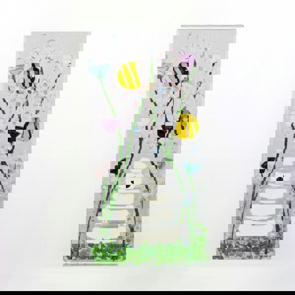 Handmade Fused Glass - Tea Light Holder - Bumble Bee - Violet