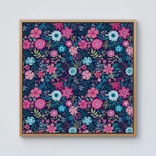 Warren Reed Cute Colourful Flower Pattern Framed Canvas