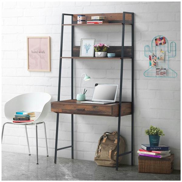 Rustic Retro Ladder Bookcase Desk Shelving Shelf Unit 3 Tier