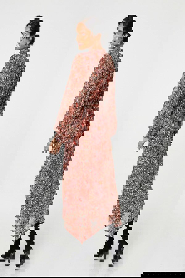 Rust | Floral Paisley Semi Sheer Midi Dress