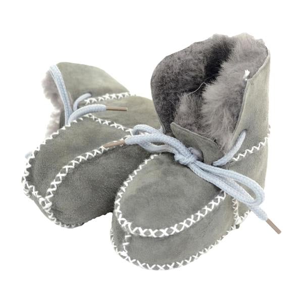 Eastern Counties Leather Baby Sheepskin Lace Tie Booties - Grey