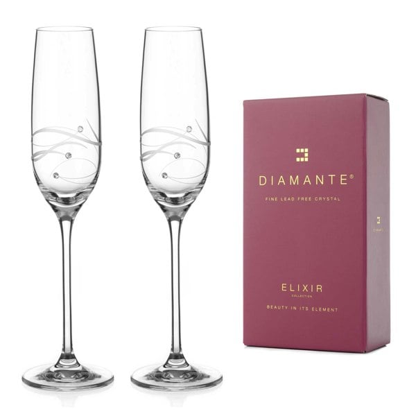 Diamante Moda Spiral Champagne Flutes - Set of 2