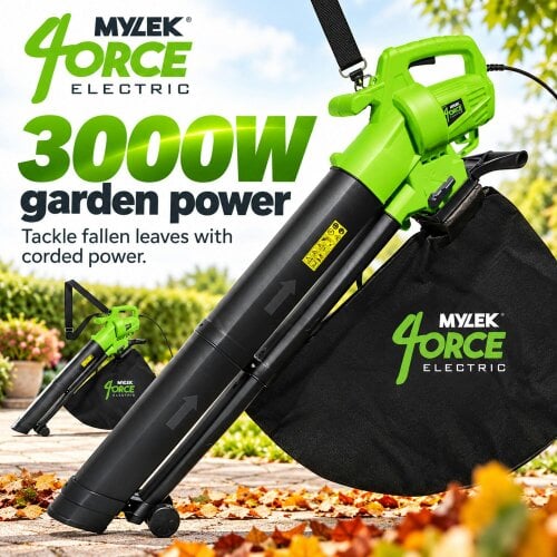 Mylek Leaf Blower & Vacuum, 3000W Mulcher with 2 Collection Bags