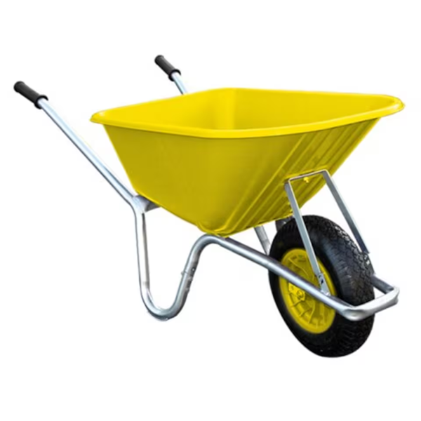 Bristol Tool Company 1894 Big Mucker Wheelbarrow-120kg/100l Capacity, Strong Plastic Pan, Twin Handles, Pneumatic Wheel, Galvanised Steel Frame,Yellow