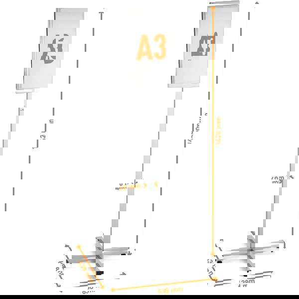 Durable INFO STAND OUTDOOR Stainless Steel Floor Sign | A3 Display Panel | Grey