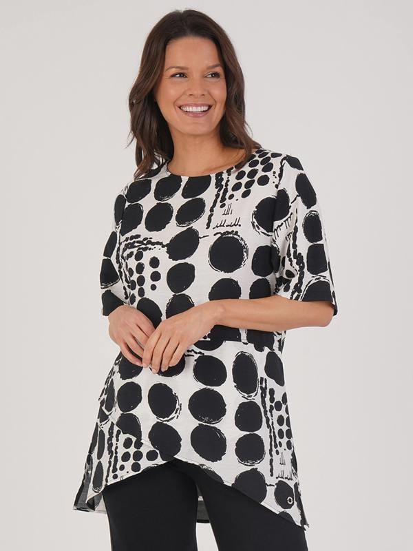 VIZ-A-VIZ Polka Dot Asymmetric Tunic