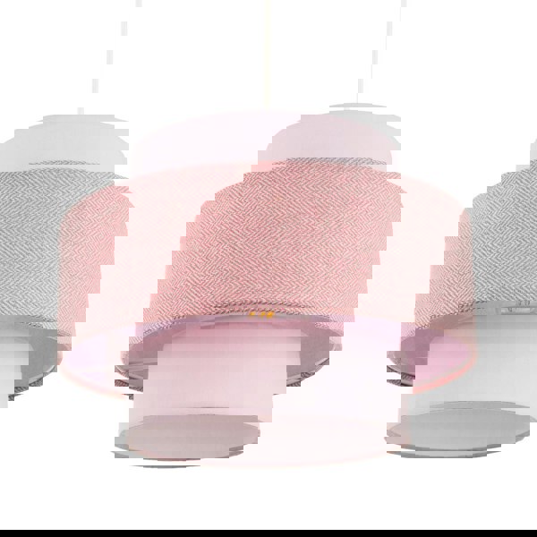 Modern Soft Pink Herringbone Linen Triple Tier Design Pendant Shade Image 5