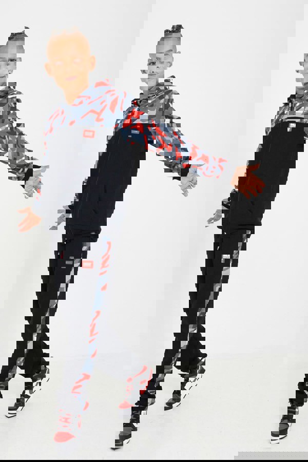 Beat Boyz Club Screen Zip Through Hoodie and Jogger Set - Red Geo