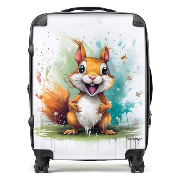 Warren Reed Happy Splashart Squirrel Suitcase