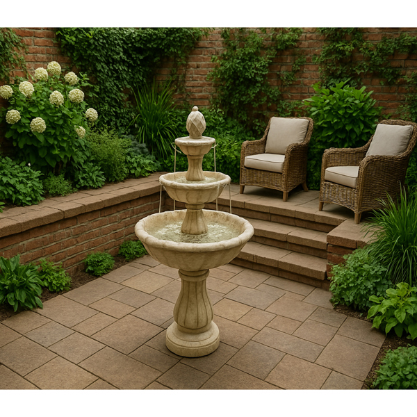 Homeology Aruna Elegant 3-Tier Outdoor Water Fountain Self-Contained Stunning Garden Feature with Cascading Waterfall