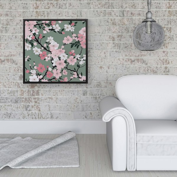 Warren Reed Pink Floral Abstract Pattern Framed Canvas