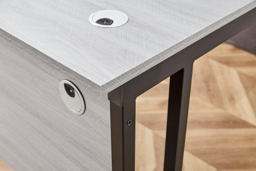 Kosy Koala Grey Office Desk with Sturdy Iron Legs Wooden Room Furniture for Home, Study and Office