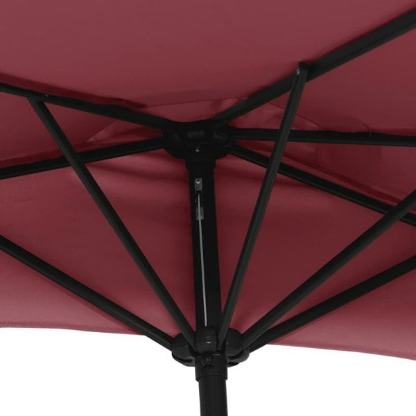 Berkfield Balcony Parasol with Aluminium Pole Bordeaux Red 300x155x223 cm Half