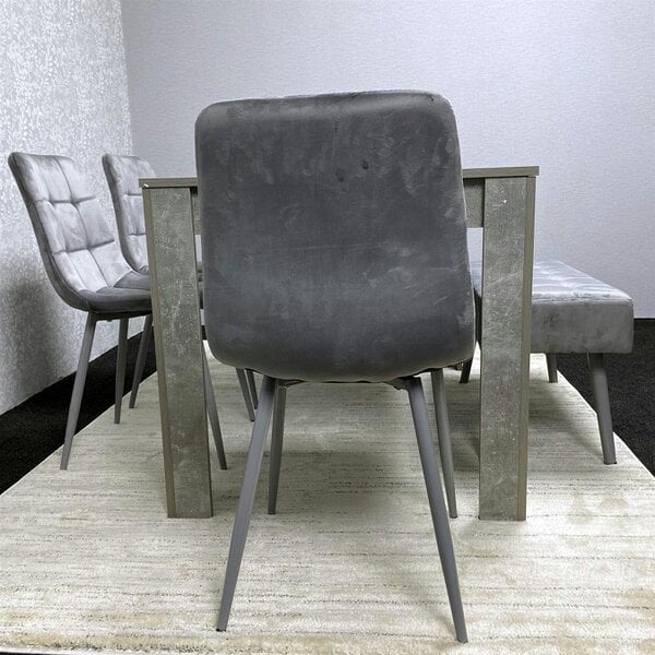 Kosy Koala Dining Table and 4 Chairs With Bench Stone Grey Effect Wood Table - Dining Room