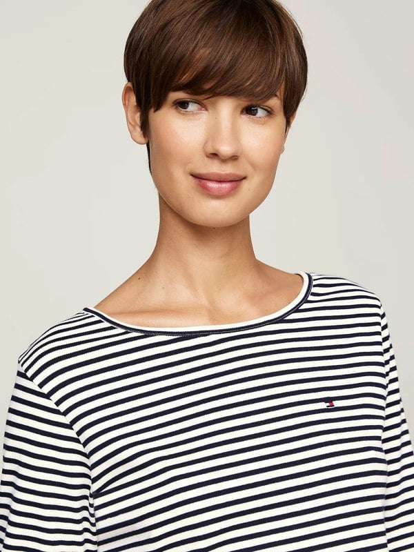 Tommy Hilfiger MONOTYPE Womens Pyjama Set Mini Bretton Stripe Desert Sky