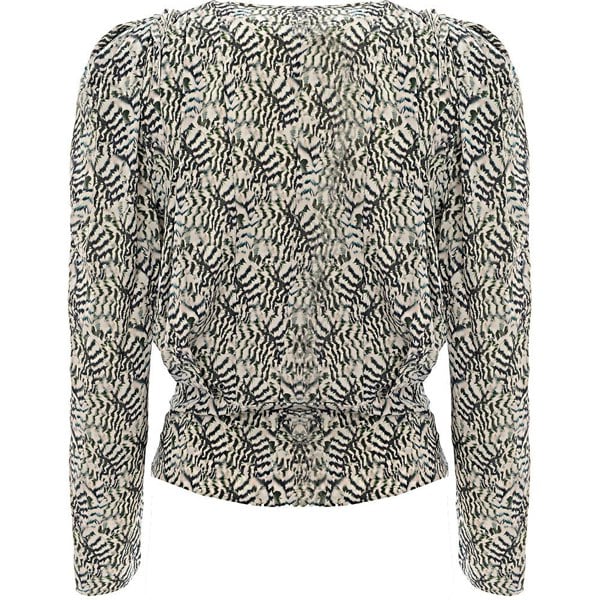 Isabel Marant Womens Zarga Butterfly Print Silk Ls Blouse in Black