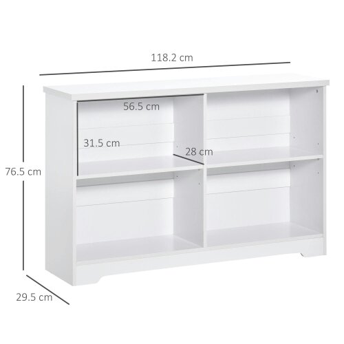 Wyld Haus Sorano Wood White 2 Tier Cube Bookcase With 4 OFauxn Compartments 118 x 29 x 76cm