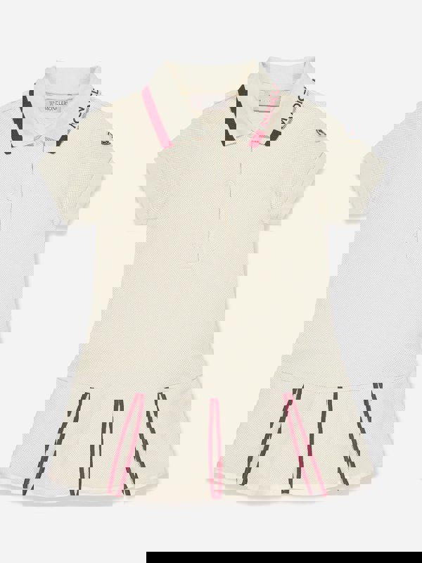 Moncler Enfant Girls Logo Polo Dress in Ivory