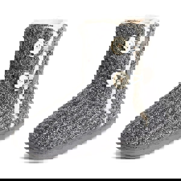 VIVA Polar Women's Memory Knitted Faux Fur Rubber Sole Winter Slippers