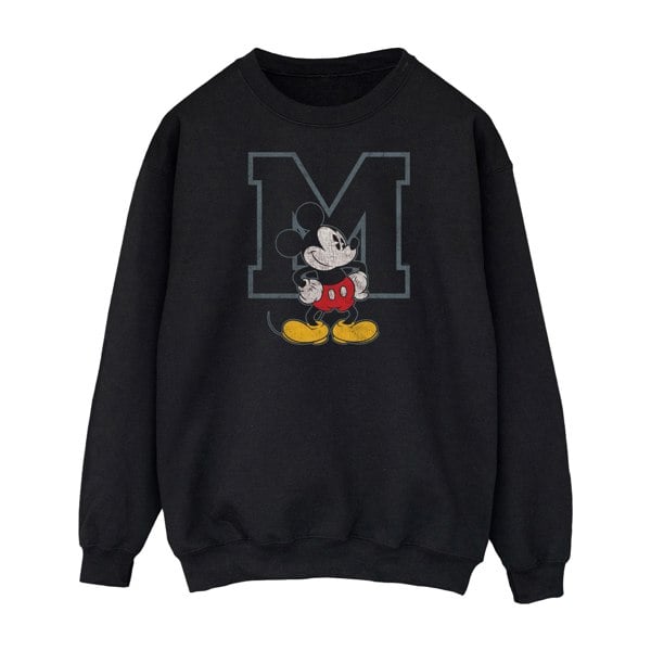 Disney Mens Classic M Mickey Mouse Sweatshirt - Black