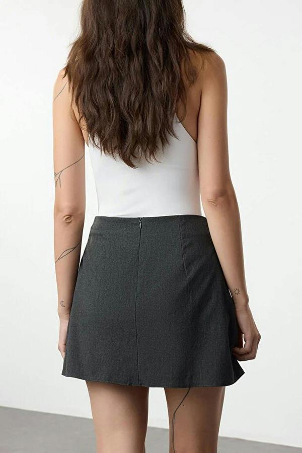 WOVCOR Mini Woven Skirt with Pleat and Ribbon Detail