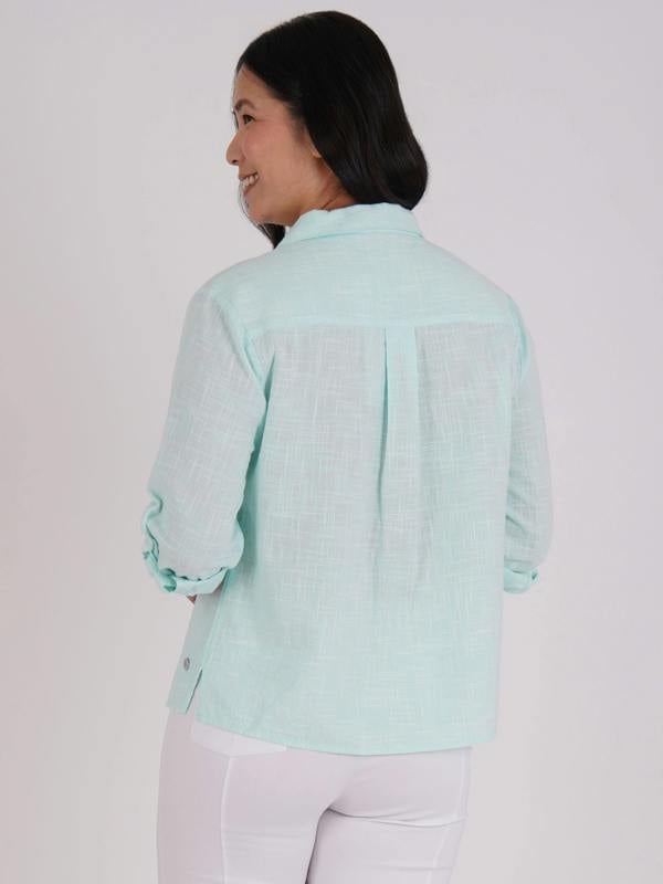 PennyPlain Collared Microcheck  Shirt - Mint