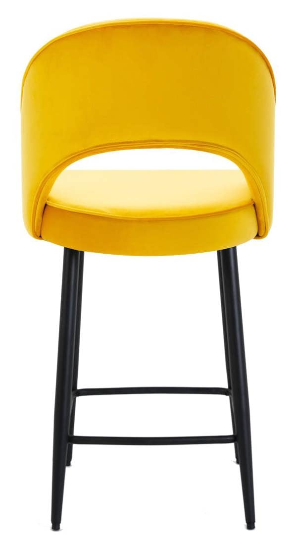 Lamboro Chelsea Velvet Bar Stool, Black Legs & Padded Seat – Mustard Yellow