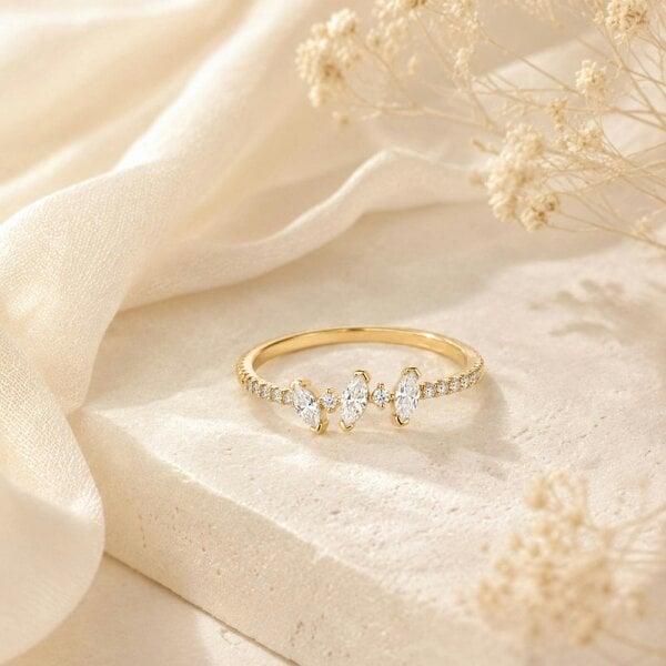 Spero London Tripple Marquise Trio Sterling Silver Pavé Ring