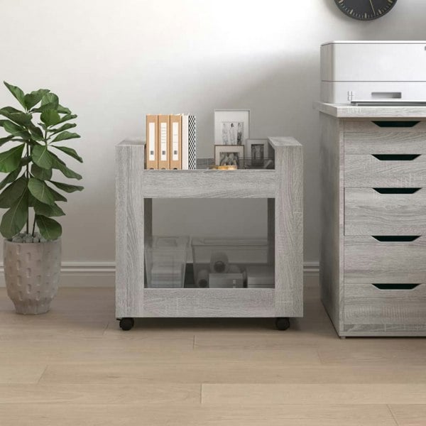 Berkfield Desk Trolley Grey Sonoma 60x45x60 cm Engineered Wood