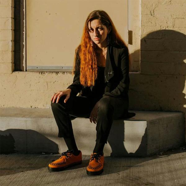 TUK Footwear TUK Pointed Creeper Sneaker Orange Cow Suede Platform Shoes - A9182