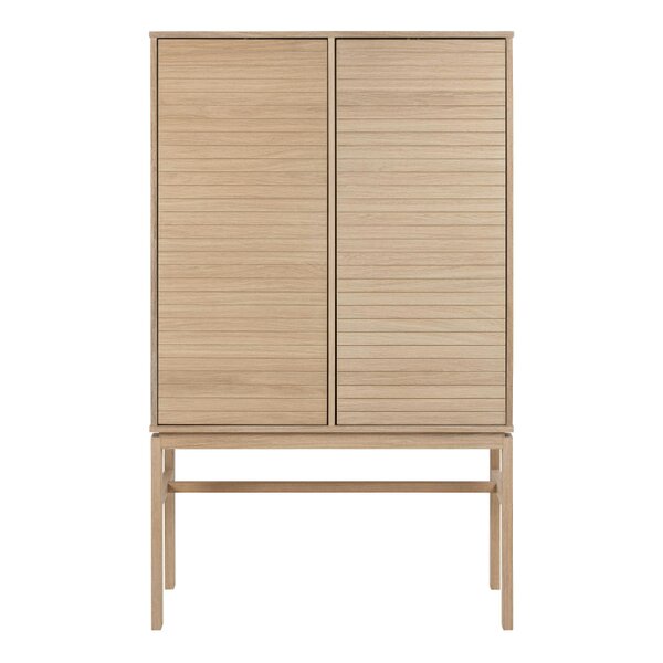 Wyld Haus Nakskov White Oak Wood Panelled Cabinet 2 Doors 4 Shelves