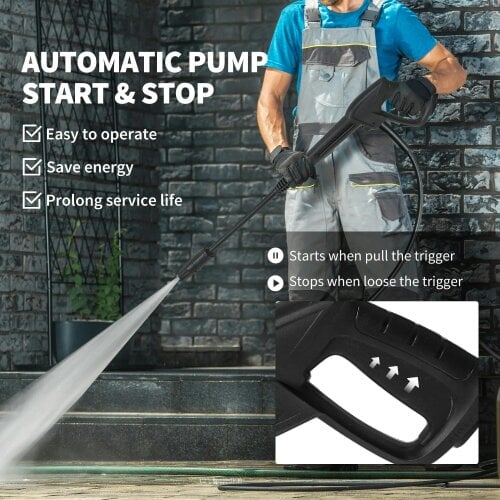 Bobobiy 2200W High Pressure Washer, 170 Bar, 420 L/h, Adjustable Nozzle, 6m Hose and Reel, Electric Jet Cleaner