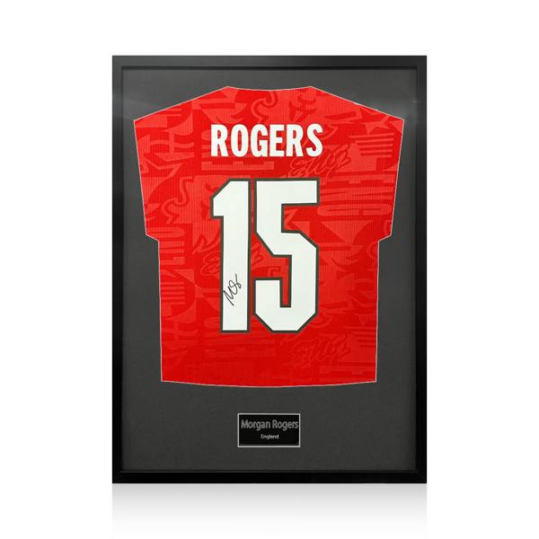 Morgan Rogers Signed England Away Shirt Standard Frame