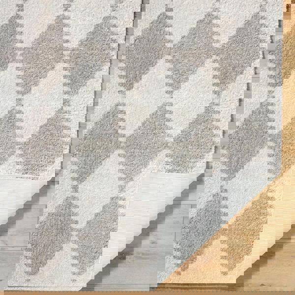 Livabliss Fossay Shag-Washable Beige Grey High Pile Diamond Rug