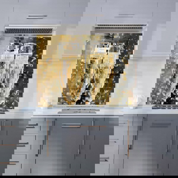 Warren Reed - Designer Splashart Bubbly Champagne Flues Kitchen Splashback