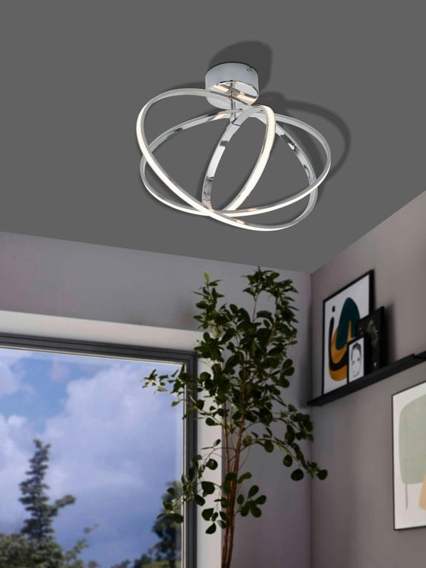 EGLO Selvina 1-Light LED Knotted White/Chrome Ceiling Light
