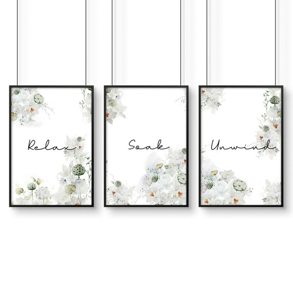 Country decor for Bathroom Set of 3 wall art