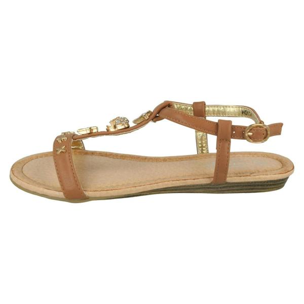 Spot On Girls Spot On Casual T-bar Sandals With Skull And Cross Detail
