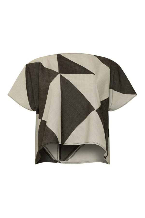 Bo Carter Rhea Top - Grey and Beige