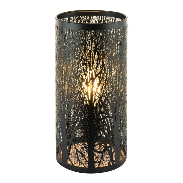 Unique and Modern Matte Black Metal Forest Design Table Lamp with Cable Switch Image 1