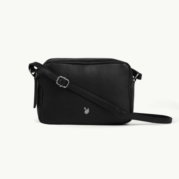 Assots London 'AVON' Black Soft Nappa Full Grain Real Leather Crossbody Bag
