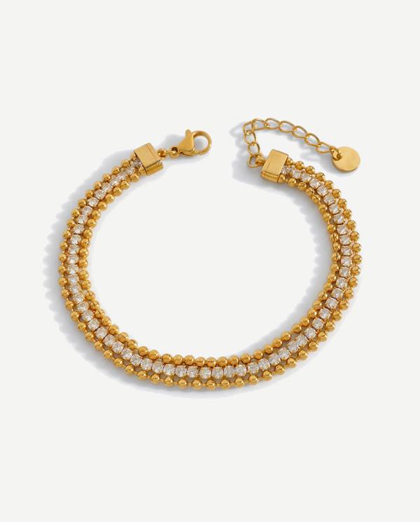 Elk & Bloom 14K Gold Double Tennis Satellite Bracelet