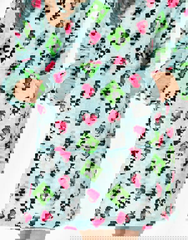 Minecraft Girls Blue Creeper Blanket Hoodie