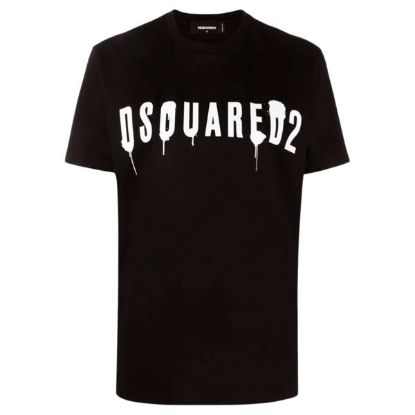 DSQUARED2 Dripping Spray Logo Black  T-Shirt XXS