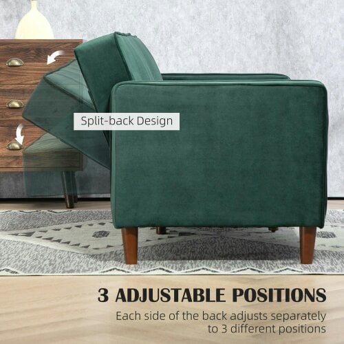 Wyld Haus Babano Forrest Green Velvet 3 Seater Convertible Sofa Bed