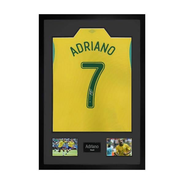 Adriano Signed Brazil Shirt Premium Frame